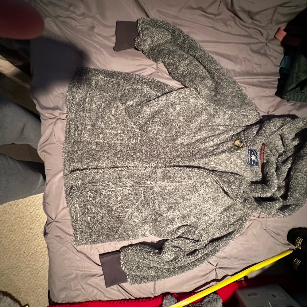 Women's Gray Hooded Puffer-Style Plush Jacket
